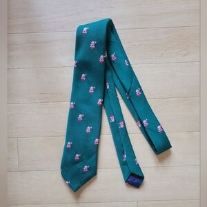 Cape Cod Santa Handstitched Emeral Green Bright Red Holiday Tie Neckwear